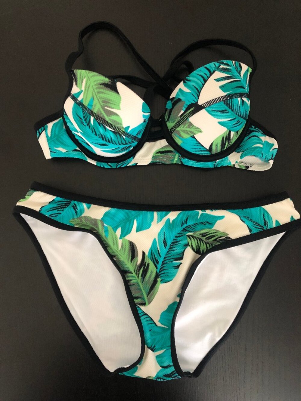 Blue and Green Tropical Print Bikini